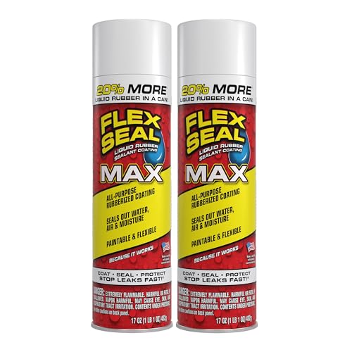 Flex Seal Spray Rubber Sealant Coating, Waterproof, White, 17 oz, 2-Pack - color: White, size: 17 oz (Pack of 2)