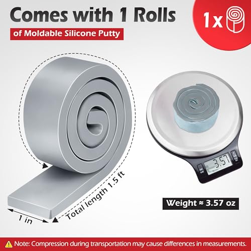 1 Pack Moldable Silicone Putty Grey Solid Roll - color: Grey, size: Solid Roll