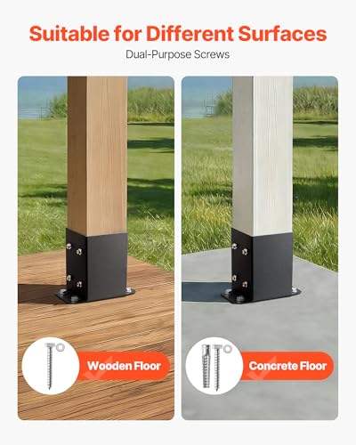VEVOR 4x4 Post Bracket, 10PC Post Base Brackets, Inner Size 3.6"x3.6" Black - size: 4x4 10pc
