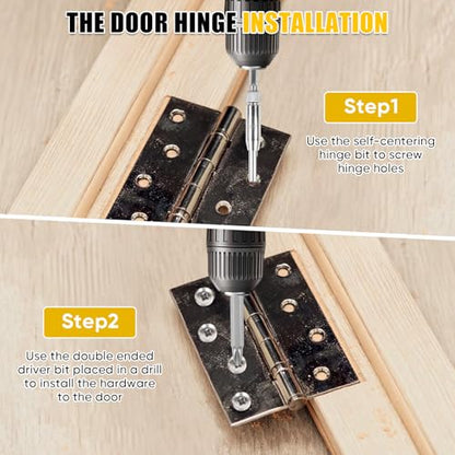 Adjustable Door Hinge Jig Router Template Kit, Hinge Mortising Guide Fits 3"-5" Length, 1/4" & 5/8" Thickness Door Hinges with Drill Bits