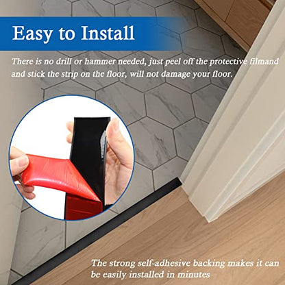 FONUNO Vinyl Floor Transition Strip Self Adhesive Threshold Strip - color: Black, size: 2 Inch x 20 Feet