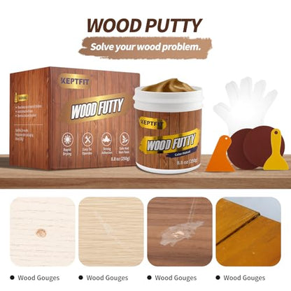 Natual Wood Filler - 9.87oz Paintable & Stainable Wood Repair Putty for Furniture - Quick Repair for Broken & Defective Wood (Natural) - color: Natural