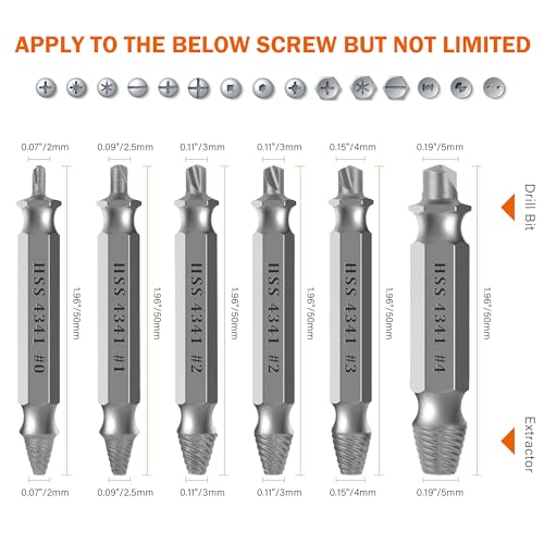 KENDO 6PC HSS Tap Extractor Set Broken Tap Remover Tool - style: 6-PC