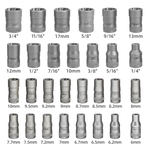 Bolt Extractor Set, 32Pcs Stripped Bolt Remover Lug Nut Remover - size: 32pcs