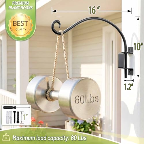 AJART Swivel Plant Hangers Outdoor: 16"/2Pcs Heavy Duty Wall Mount Bracket - color: A-2PCS, size: 16 Inch