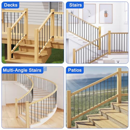 50 Pcs Baluster Slant Shoes for 3/4" OD Hollow Round Deck Balusters, Easy to Install Stair Baluster Connectors, Stair Railing Shoes for 22°–42° Angled Railings, Durable Baluster Repair Kit BS50 - size: Angled Rail