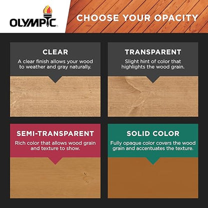 Olympic Elite 1 Gal. Kona Brown Woodland Oil Transparent Stain and Sealant in One Low VOC - color: Kona Brown, style: Transparent