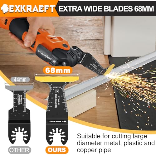 EXKRAEFT 30 PCS Multitool Blades, Titanium Oscillating Saw Blades for Metal