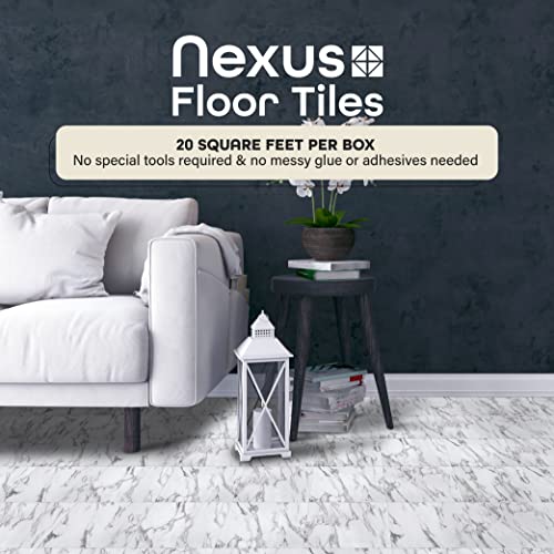 Nexus Self Adhesive 12-Inch Vinyl Floor Tiles, 20 Tiles - 12" x 12", Bianco Marble Pattern - Peel & Stick, DIY Flooring for Kitchen, Dining Room, Bedrooms & Bathrooms by Achim Home Decor and ROBERTS 2057-0 Adheres Vinyl-Composition and Vinyl-Asphalt Struc