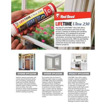 Red Devil 0770 Lifetime Ultra 230 Premium Elastomeric Acrylic Latex Sealant, 10.1 oz, White - color: White, size: 10.1 oz, style: Pack of 1