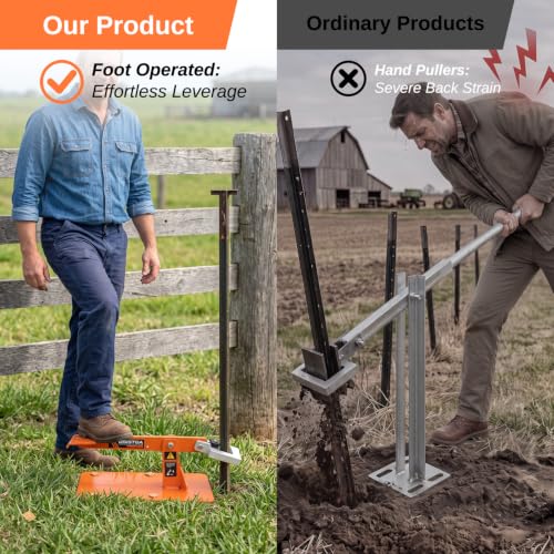 T-Post Puller, Foot-Operated Fence Post Remover, 1.7 in Jaw - size: 13.6inch