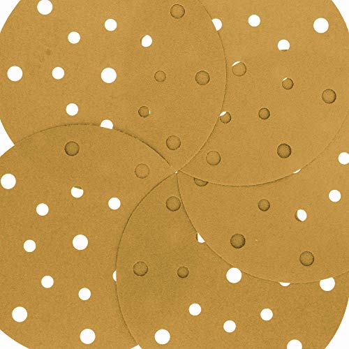 Dura-Gold 6" Gold Sanding Discs, 120 Grit, Box of 50, Hook & Loop, 17 Hole - size: 120-Grit