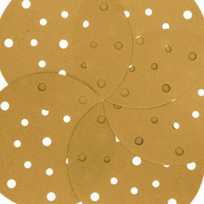 Dura-Gold 6" Gold Sanding Discs, 120 Grit, Box of 50, Hook & Loop, 17 Hole - size: 120-Grit