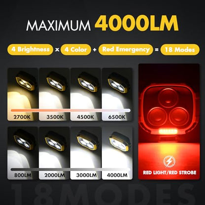 Rechargeable Work Light, 4000LM Magnetic LED Work Light - size: 1 Pack