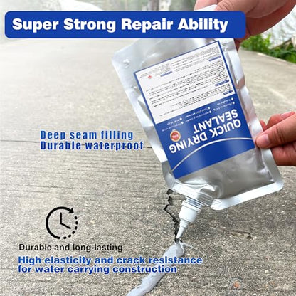Concrete Crack Filler and Sealant, Quick Drying High Elasticity Cement Crack Filler, Waterproof Repair, Self-Leveling Concrete Slab Repair for Driveway, Patio (Gray, 17.64 OZ) - color: Gray, size: 17.64 OZ