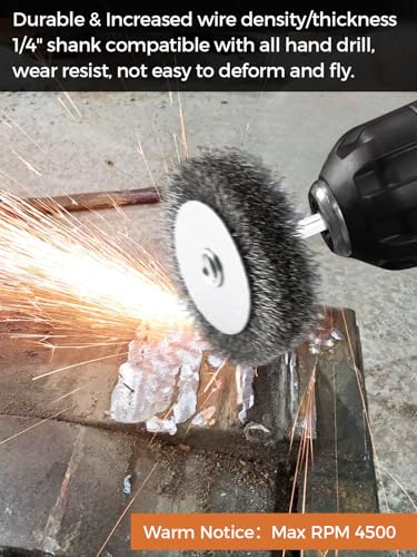 Wire Wheel Brush 3x1in for Drill，Carbon Steel Wire Brushes-2pcs - size: 3in
