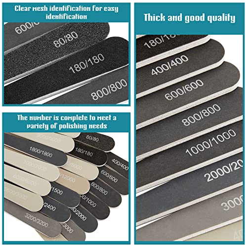 Honoson 20 Pcs Sanding Sticks Model, Low and High Grits, Water Drop Style - style: Water Drop Style