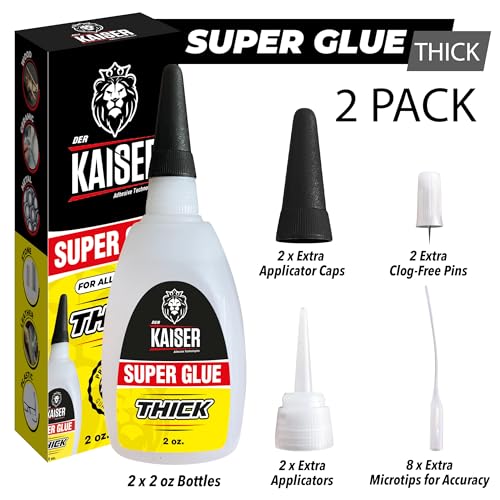 Thick Cyanoacrylate (CA) Super Glue – 2 Pack (2 x 2 oz Bottles) – Heavy-Duty Adhesive for Woodworking, Marble, and Repair Projects - size: 4 oz
