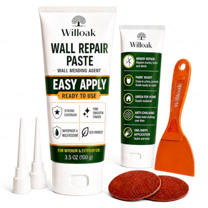Drywall Repair Kit,Wall Spackle Repair Paste with Scraper,2 Pack Hole Repair Filler Putty,Convenient and Fast Solution