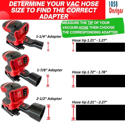 Sander Vacuum Adapter for CRAFTSMAN 1/4 Sheet Sander CMCW222 - Shop Vac Attachment for Dust Collection Reducer by 1058Designs (1-7/8") - size: 1-7/8"