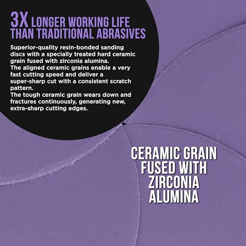 Dura-Gold Premium 600 Grit 6" Purple Film Ceramic Sanding Discs, Box of 50 - style: 600 Grit