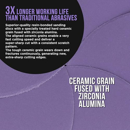 Dura-Gold Premium 600 Grit 6" Purple Film Ceramic Sanding Discs, Box of 50 - style: 600 Grit