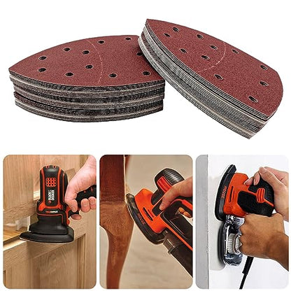 50 PCS Mouse Detail Sander Sandpaper, 80 Grit Palm Sander Sandpaper 11 Holes Hook and Loop Sander Pads Triangular Sanding Sheets Abrasive Sanding Paper for Mouse Sander - size: 80 Grit