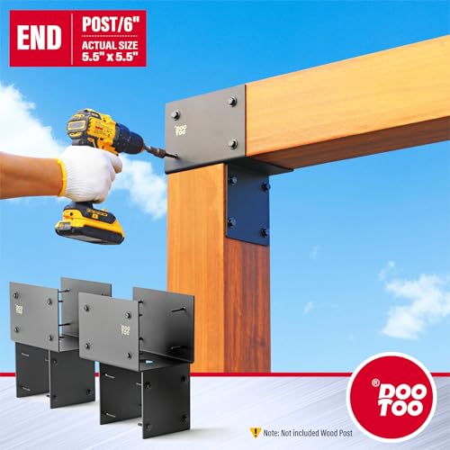 Stainless Steel Pergola Brackets, 6x6(Actual 5.5") End Post to Beam Bracket, Heavy Duty Post Cap Tie Bracket for Gazebos, Decks and Porches(2pcs-Black) - size: End 6x6 (Actual Post 5.5"x5.5", Beams 5.5"x5.5")