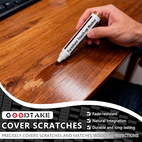 GOODTAKE Furniture Repair Kit Wood Markers Wax Sticks, for Stains, Scratches, Wood Floors, Tables, Desks, Carpenters, Bedposts, Touch Ups, and Cover Ups (Furniture Repair Kit)