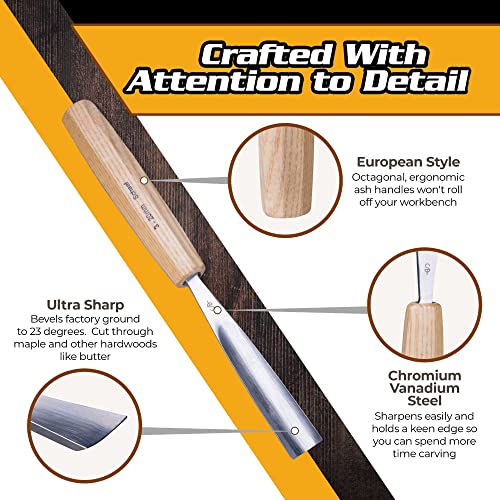 Schaaf Wood Carving Tools 7-pc Wood Chisel Set with Gouges, Hand Sharpened - color: Professionally Sharpened 7 Piece Set