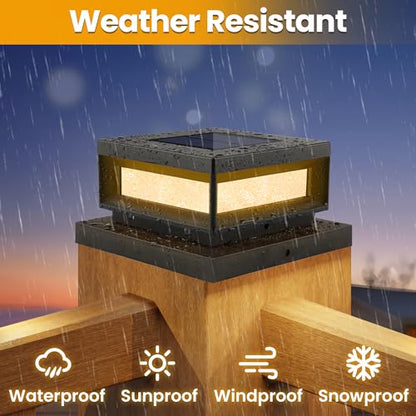 Mlambert 8 Pack Solar Post Lights, 4x4 6x6 Wood/Vinyl Fence Cap, Black - color: Black, size: 8 Pack