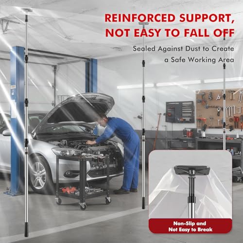 12FT Dust Barrier Poles, 4Pack Spring Retractable Zipper Wall Poles