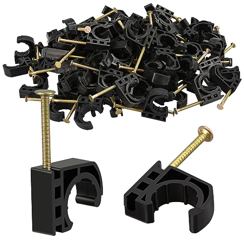100 Pack 1/2" Half Clamps J-Hook with Nails Set - color: 100pcs J-hooks, size: 1/2 Inch