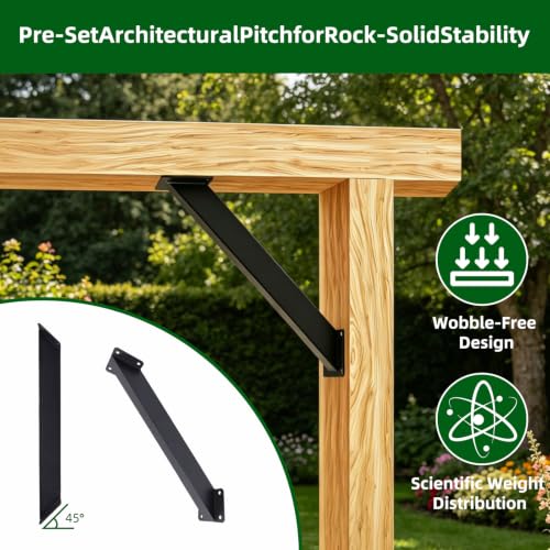 12Pcs 45 Degree Angle Bracket Support Kit for Wood Pergola Kits - size: 12