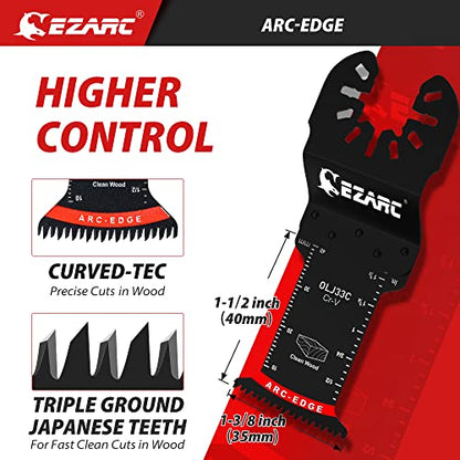 EZARC Japanese Tooth Oscillating Saw Blade, 5 PCS Arc Edge Oscillating Multitool Blades Clean Cut for Wood, Plastic (Pack of 2) - size: Cr-V (Pack of 2), style: Short 5pcs