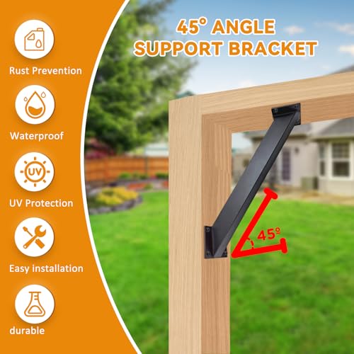 45 Degree Angle Support Bracket，Pergola Kit Heavy Duty Connectors，Wooden Post and Beam Angle Support Bracket is Suitable for Supporting pavilions, Cabins, terraces, Stairs (8-pcs) - size: 8-pcs