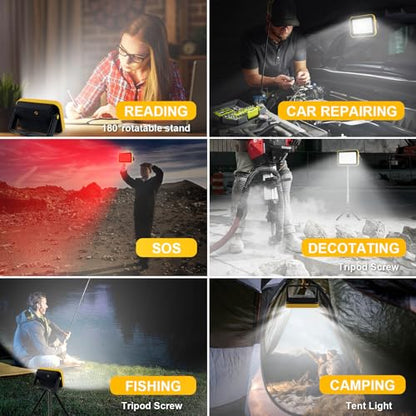AUMIO 40W Rechargeable LED Work Light, Portable Flood Light with 5 Modes - color: Black