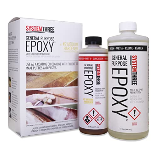 System Three General Purpose Epoxy Resin with #2 Medium Hardener, 1.5 Quarts, Medium Amber - size: 1.5 Quarts, style: Medium Hardener