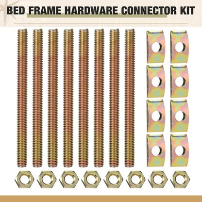 Tandefio 12 Sets Bed Frame Hardware Connectors Bolts Nuts, Double Ended - style: Double Ended