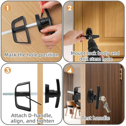 WRINGKIT Shed Door Latch Kit, 5 Keys and 2 Spring Loaded Latches - size: 5-1/2 Inch Stem