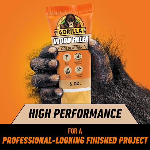 Gorilla Wood Filler, Golden Oak, Water Resistant, 6 oz Tube, 6-Pack - color: Golden Oak, size: 6 - Pack