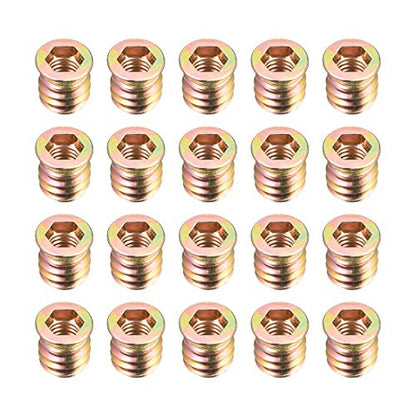 uxcell Wood Furniture M8x15mm Threaded Insert Nuts Interface Hex Socket Drive 20pcs - size: M8x15mm