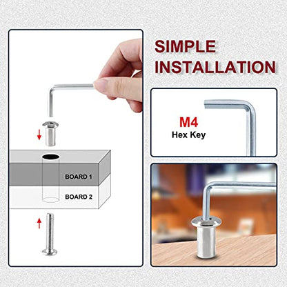 M6x16mm Hex Drive Socket Cap Bolt, Silver, 10 Pair (20 Piece) - color: Silver, size: M6x16mm