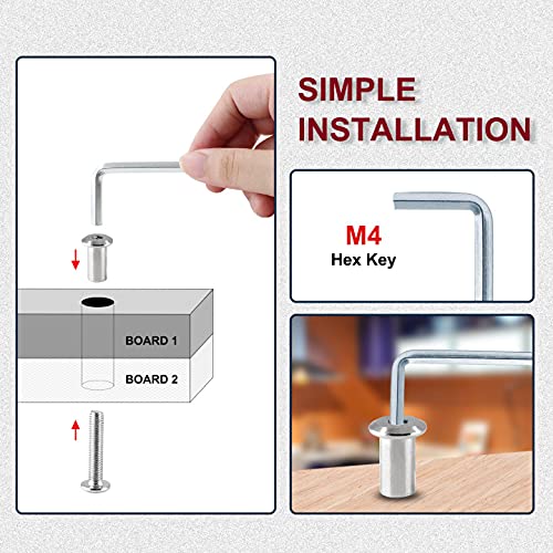 M6x40mm Hex Drive Socket Cap Bolt, Silver, 10 Pair (20 Piece) - color: Silver, size: M6x40mm