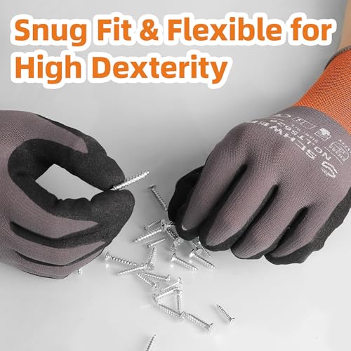 Schwer 3 Pairs Work Gloves Sandy Nitrile Coated, Touchscreen, LT5626, XXL - color: Grey, size: XX-Large