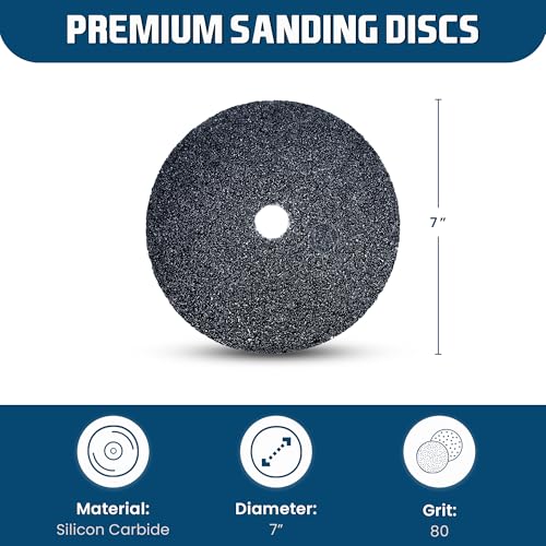 Benchmark Abrasives 7 Inch Sanding Discs Silicon Carbide Resin Fiber Grinding Disc for Grinding, Stripping on Wood, Fiberglass, Metal, 7” Arbor Angle Grinder Sanding Disc, 25 Pack - 80 Grit - style: 80 Grit