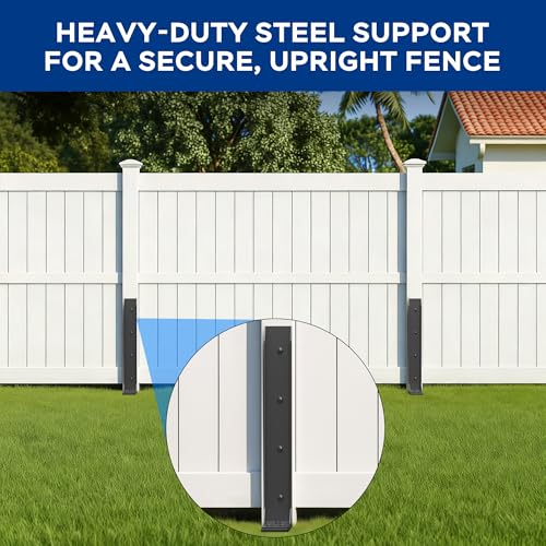Fence Post Repair Kit for Leaning Fences, No-Dig, White, 2-Pack - color: White