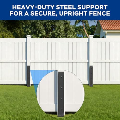 Fence Post Repair Kit for Leaning Fences, No-Dig, White, 2-Pack - color: White
