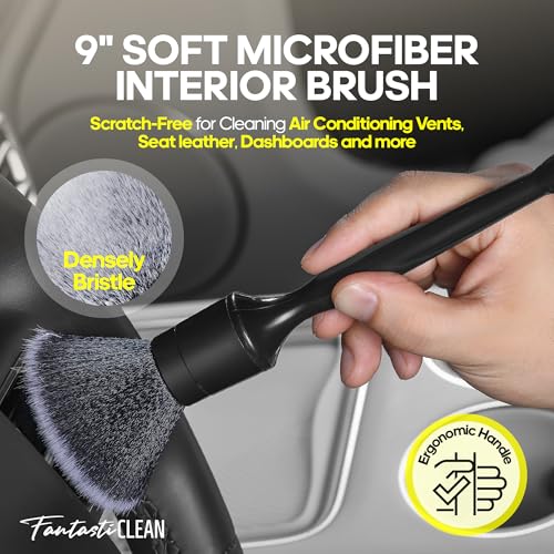 Fantasticlean Car Interior Detailing Kit, Leather Cleaner Brush Set, 9PCS - size: IT-ACS04-NT