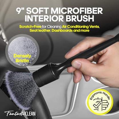 Fantasticlean Car Interior Detailing Kit, Leather Cleaner Brush Set, 9PCS - size: IT-ACS04-NT